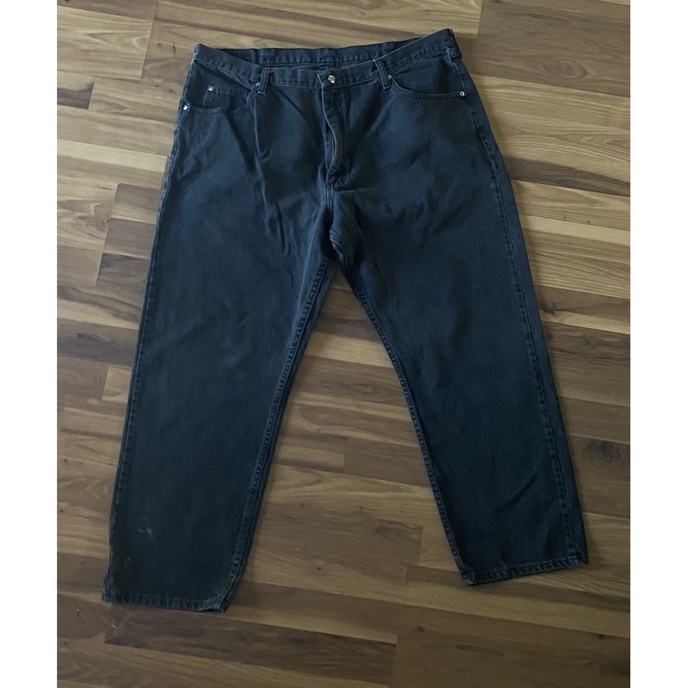 Wrangler Jeans Men's 42x30 Black Denim Straight Leg Workwear 100% Cotton EUC